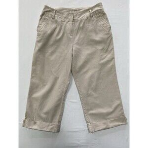 Christopher & Banks Linen Blend Cropped Pants - Tan Beige Size 12 Cottagecore